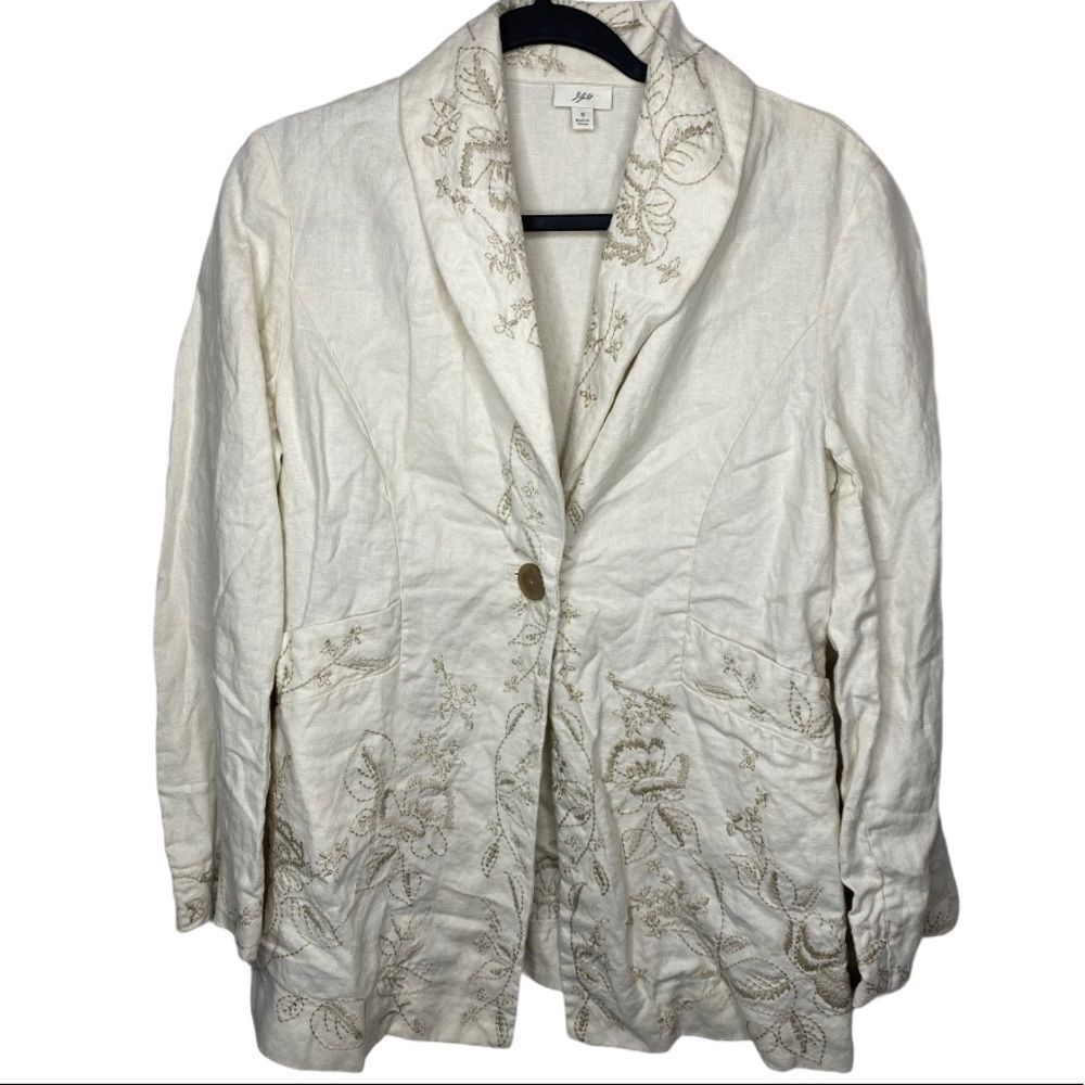 J. Jill Linen Embroidered Blazer